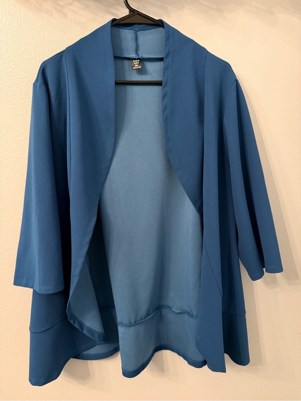 SHEIN Curve 3XL Blue Open Front Cardigan Blazer Lightweight 3/4 Sleeve Duster